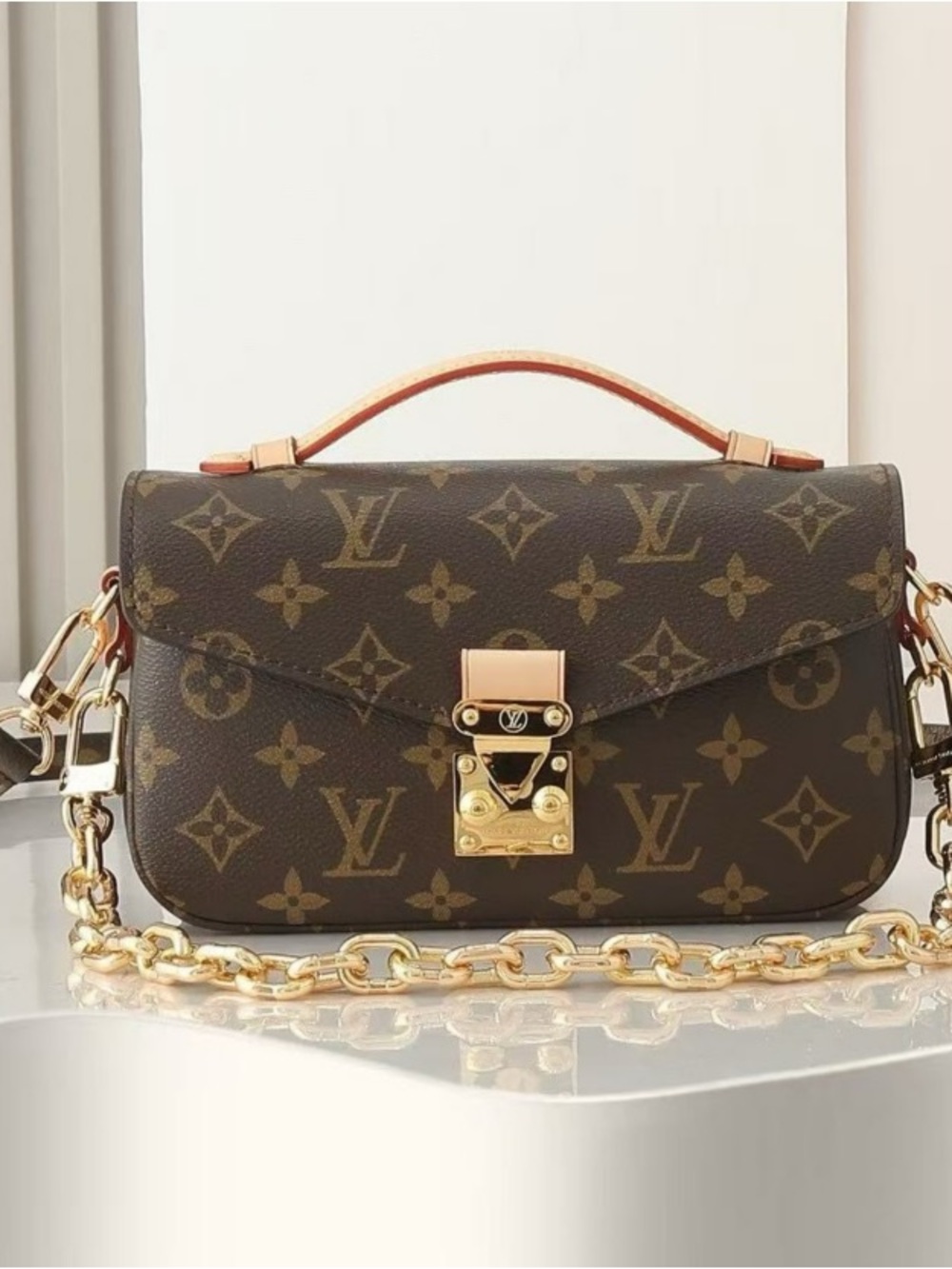 Louis Vuitton Brown Monogram Crossbody Bag with Gold Hardware